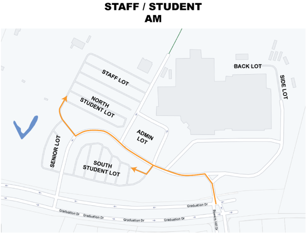 Morning Parking Pattern for Staff and Underclassmen